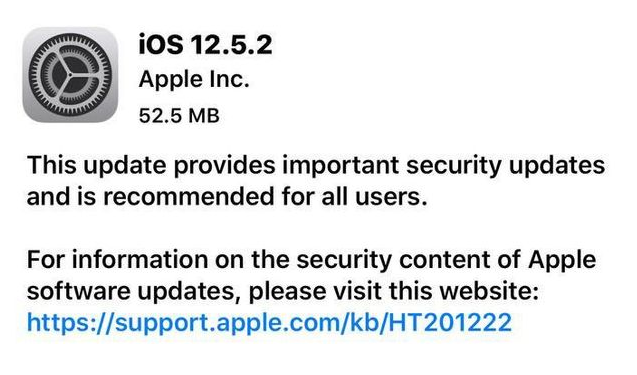 台山苹果手机维修分享iOS12.5.2发布，建议所有老苹果用户安装 